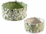 Set 2 boluri Craciun ceramica alba verde &Oslash; 19 cm x 9 H, &Oslash; 15 x 7 H