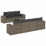 Cumpara ieftin Set canapele de gradina cu perne, 8 piese, gri, poliratan