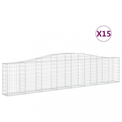 Cosuri gabion arcuite 15 buc, 400x30x80/100 cm, fier galvanizat foto