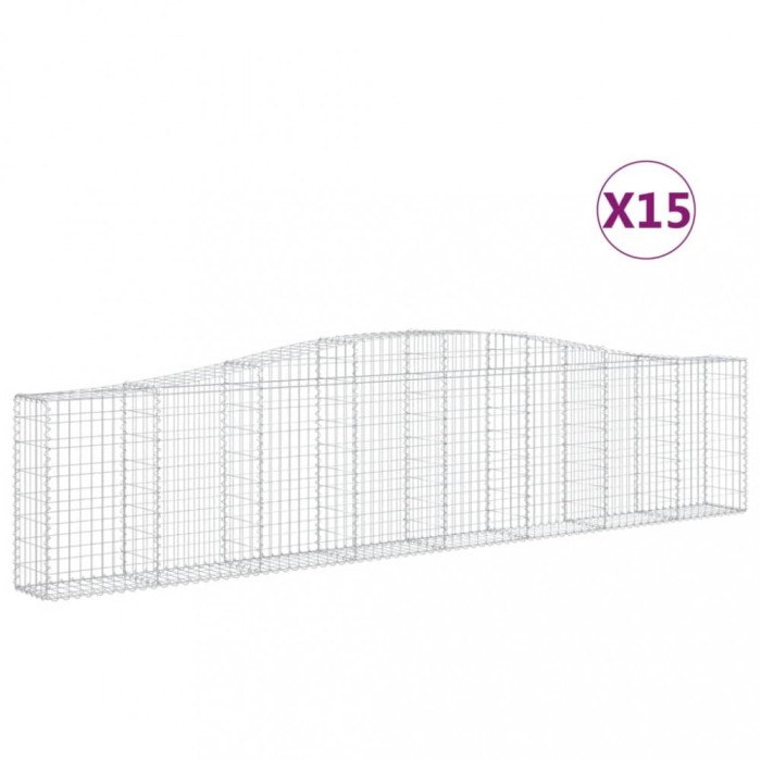 Cosuri gabion arcuite 15 buc, 400x30x80/100 cm, fier galvanizat
