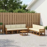 Cumpara ieftin Set de canapele de exterior 9 buc. 8-Locuri Natural si Crem