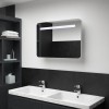 vidaXL Dulap Baie cu Oglindă și LED 80x9.5x55cm Alb, Rafturi Interioare, MDF, Montare pe Perete