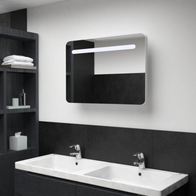 vidaXL Dulap de baie cu oglindă și LED, 80 x 9,5 x 55 cm 285120 foto