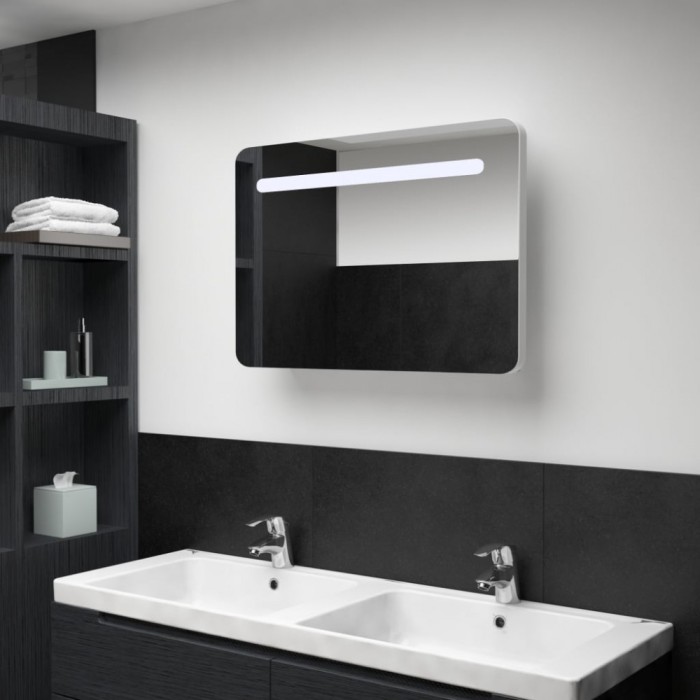 vidaXL Dulap de baie cu oglindă și LED, 80 x 9,5 x 55 cm 285120