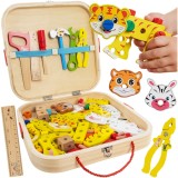 Cutie de scule din lemn pentru copii Kruzzel, set educativ creativ