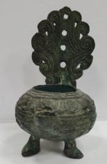 Lampa de ulei din bronz, India , Secol XIX
