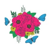 Sticker decorativ, Buchet de flori, Roz, 60 cm, 1170ST-4