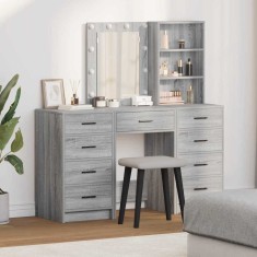 vidaXL Masă de Machiaj 3 pcs Gri 40 x 41 x 135 cm Lemn compozit 3334223
