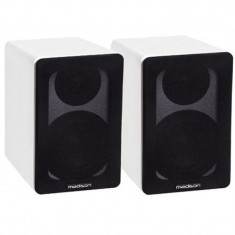 Set 2 boxe acustice, 40 W RMS, woofer 10 cm, design modern, Alb