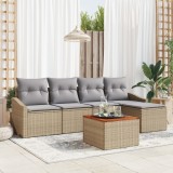 VidaXL Set de canapele de grădină 6 piese cu perne Bej Răchită Acacia