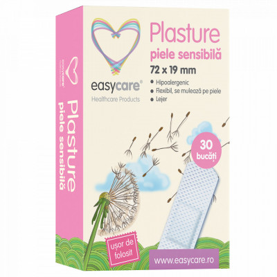 Plasturi pentru piele sensibila EASYCARE 72x19mm 30buc/cutie foto