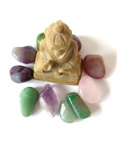 Statueta Buddha din rasina si zece cristale mici spiritualitate ezoterism