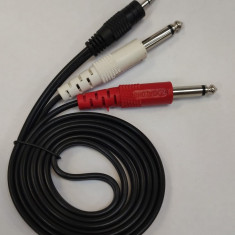 Cablu JACK 3.5 mm Stereo Tata - 2x JACK 6.3 mm Mono Tata 1.5m 813A