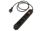 Prelungitor negru 4 prize 1,5m 16A