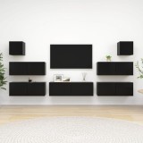 vidaXL Set dulapuri TV, 7 piese, negru, lemn prelucrat
