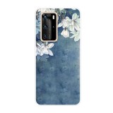 Husa HUAWEI P40 Pro - Flowers 3D (Albastru)