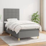 Gossi pat box spring cu saltea, gri inchis, 80x200 cm, textil