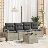 Cumpara ieftin Set de canapele pentru grădină 5 pcs Gri deschis, Gri &icirc;nchis