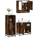 vidaXL Set mobilier de baie, 3 piese, stejar fumuriu, lemn prelucrat 3300997
