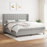 Cumpara ieftin Pat box spring cu saltea, gri deschis, 200x200 cm, textil