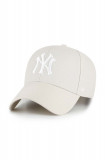 47brand șapcă din amestec de l&acirc;nă MLB New York Yankees culoarea bej, cu imprimeu B-MVPSP17WBP-BNG