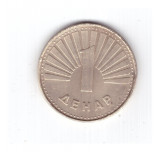 Moneda Macedonia 1 denar/dinar 1993, stare foarte buna, curata, Europa, Cupru-Nichel