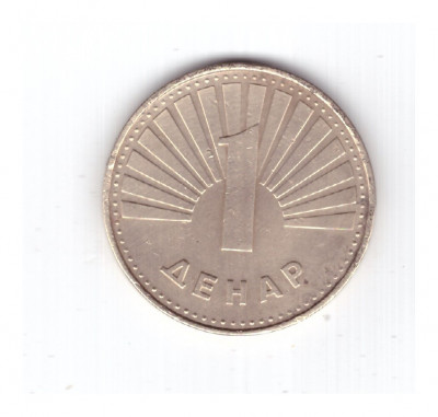 Moneda Macedonia 1 denar/dinar 1993, stare foarte buna, curata foto