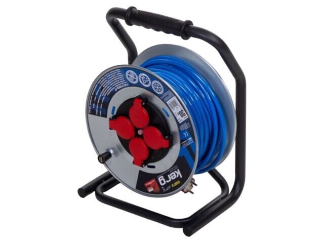 Prelungitor alimentare 3x1,5mm2 bobinat 4 Prize PUR albastru KERG