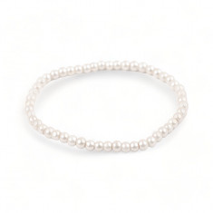 Bratara elastica din perle de sticla Crisalida, 17 cm, Crem sidefat