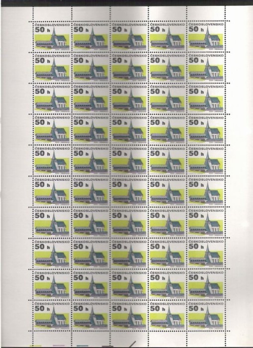Czechoslovakia 1992 Castle, 50 stamps in bloc, MNH J.10