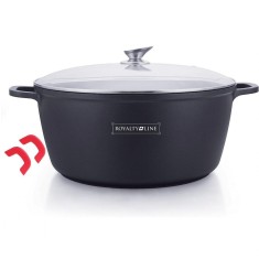 Oala mare, 24 litri, 44 cm tip cratita marmorata antiaderenta, cu capac, pentru zacusca, bulion, gemuri, cu protectie manere din silicon Royalty Line