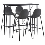 VidaXL Set mobilier de bar, 5 piese, gri &icirc;nchis, material textil