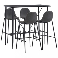 vidaXL Set mobilier de bar, 5 piese, gri &amp;icirc;nchis, material textil foto