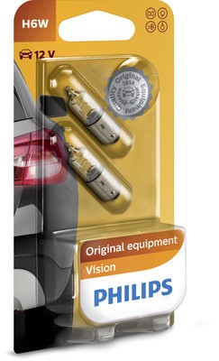 Set 2 Becuri 12V H6w Bax9s (Blister) Vision Philips 508374 12036B2