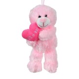 Ursulet din plus cu inimioara, 30 cm, Roz, ATU-087399, Oem