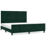 Cumpara ieftin Cadru de pat cu tablie, verde inchis, 180x200 cm, catifea