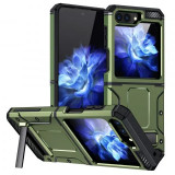 Husa Samsung Galaxy Z Flip5 Antisoc Verde Hybrid Armor Kickstand