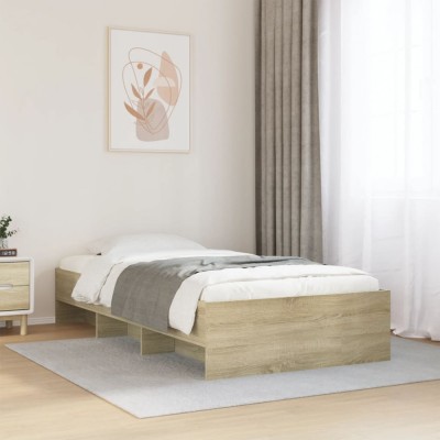 vidaXL Cadru pat fără saltea, stejar sonoma 75x190 cm lemn prelucrat 3295711 foto