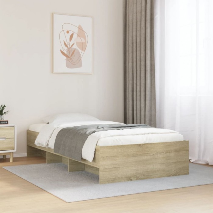 vidaXL Cadru pat fără saltea, stejar sonoma 75x190 cm lemn prelucrat 3295711