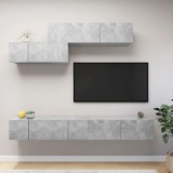 VidaXL Set de dulapuri TV, 6 piese, gri beton, lemn prelucrat