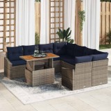 vidaXL Set de canapele pentru grădină 9 pcs Gri Rattan poli 3358558