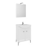 Masca baie + lavoar + dulap cu oglinda Savini Due Rigo 55, cu usi, alb, 56.5 x 88.5 x 42.5 cm