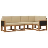 vidaXL Set de canapele de exterior 5 pcs Natural și Bej Poliester 3385204