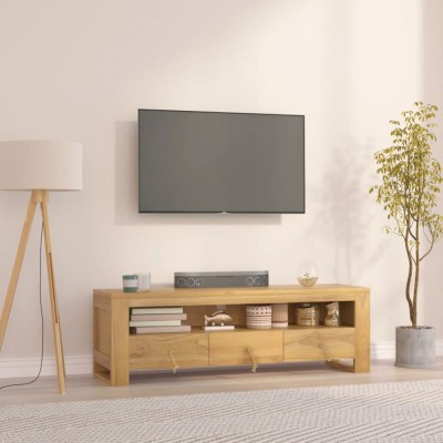 vidaXL Comodă TV, 110x30x35 cm, lemn masiv de tec foto