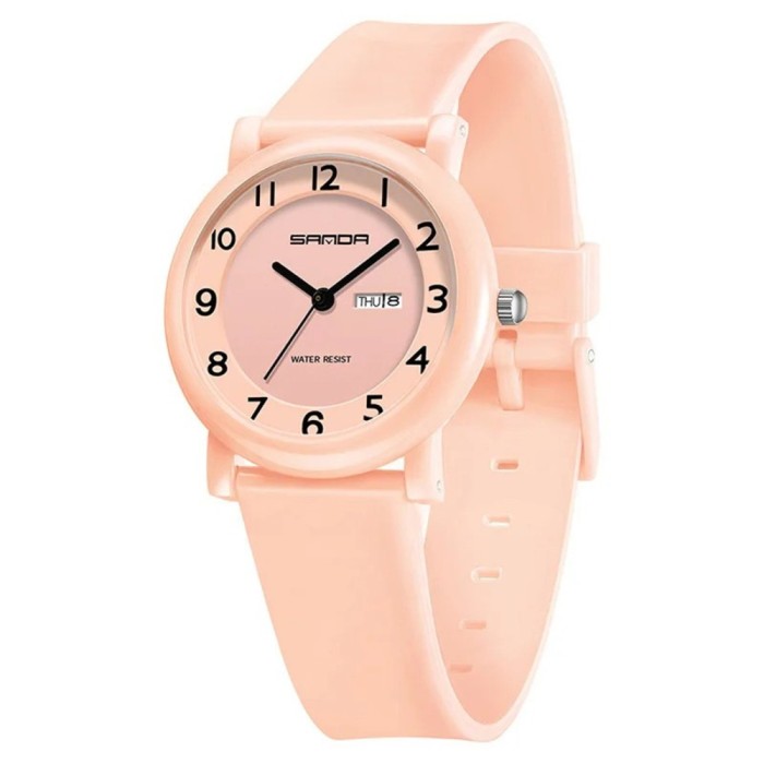 Ceas Copii Sanda 3225 Rose , Design Fashion, Analog, Afisaj Data, Rezistent la Apa 3ATM