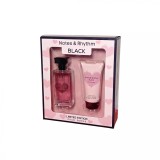 Set Cadou Dama &ndash; Parfum si Crema de Corp, Notes &amp; Rhythm Black, Magrot 25037