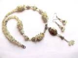 Set colier si cercei cu prehnit si jasp picassa 35217, Set bijuterii handmade