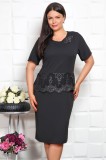 Cumpara ieftin Rochie Peplum cu Broderie Fanis Negru - 48Marimea, Yves