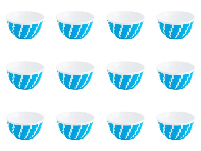 Set boluri, 12 piese, 350 ml, Plastic, Albastru turcoaz