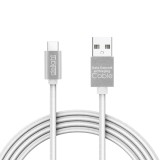 Cablu de date USB type C 1m argintiu cu iluminare LED rosu delight